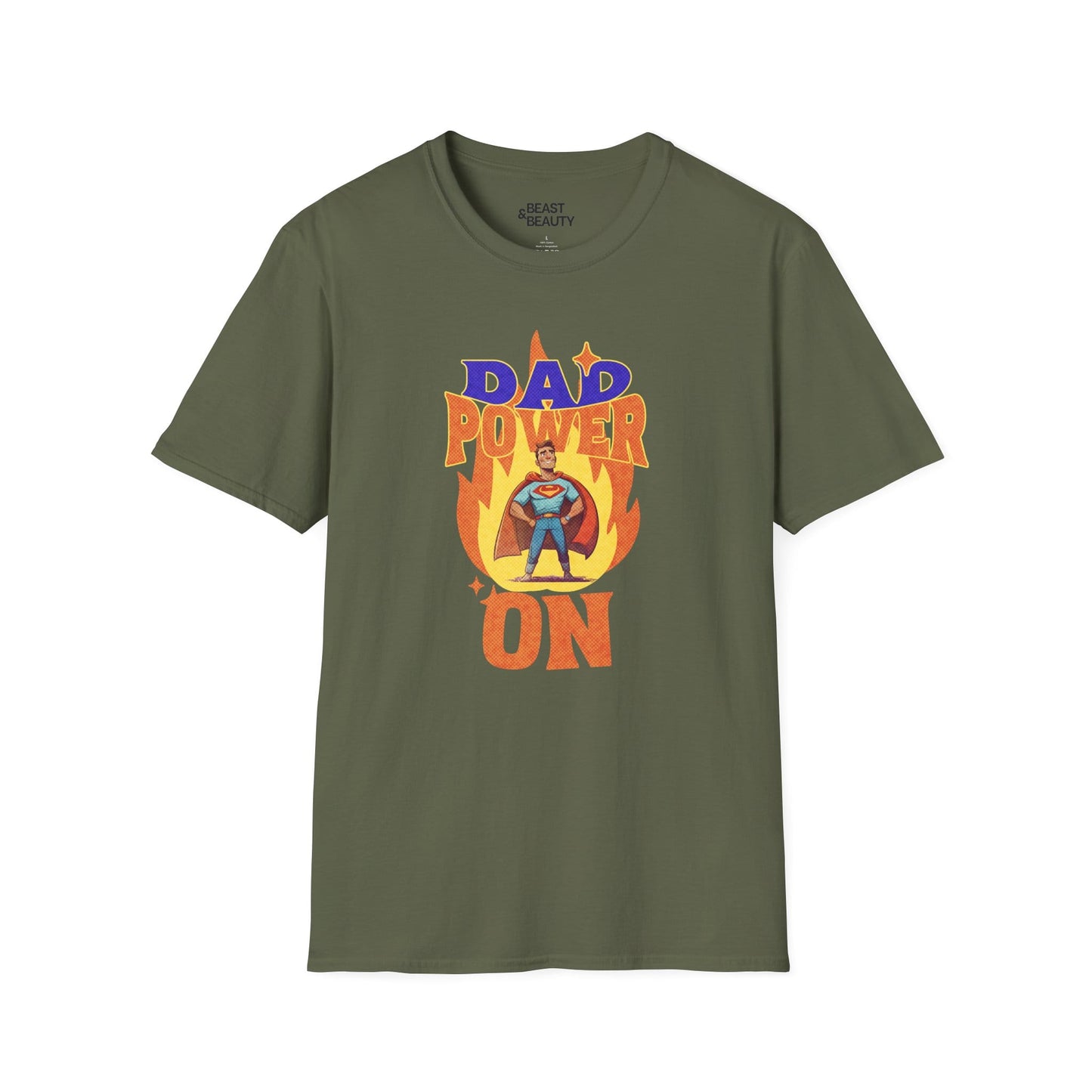 dad power on superhero t-shirt for dads military green t-shirt uk Father's Day gift idea