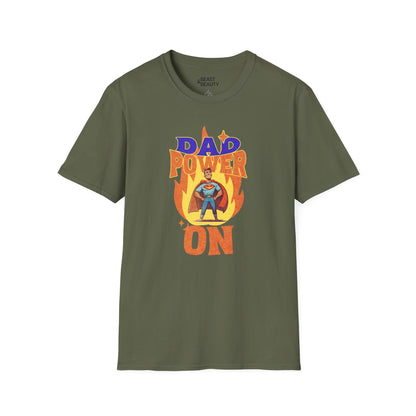 dad power on superhero t-shirt for dads military green t-shirt uk Father's Day gift idea