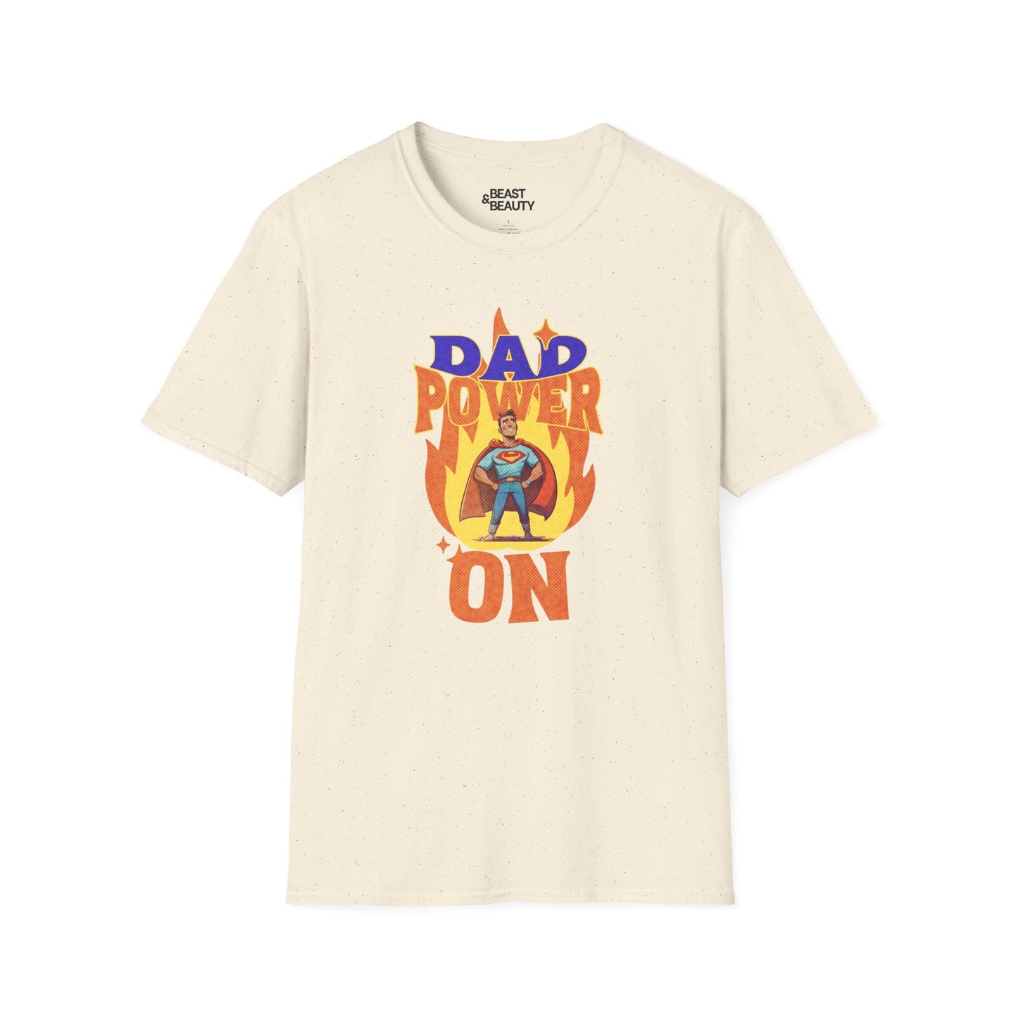 dad power on superhero t-shirt for dads natural t-shirt uk Father's Day gift idea