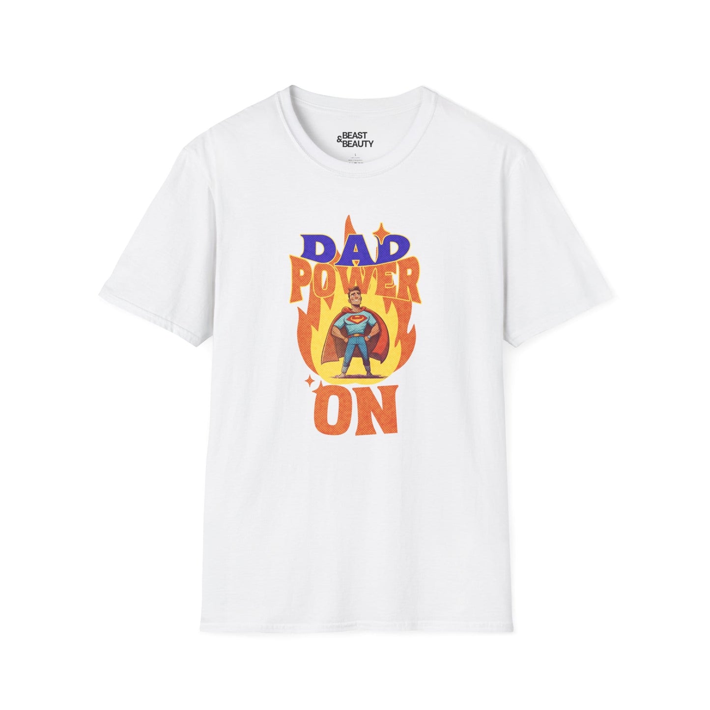 dad power on superhero t-shirt for dads white t-shirt uk Father's Day gift idea