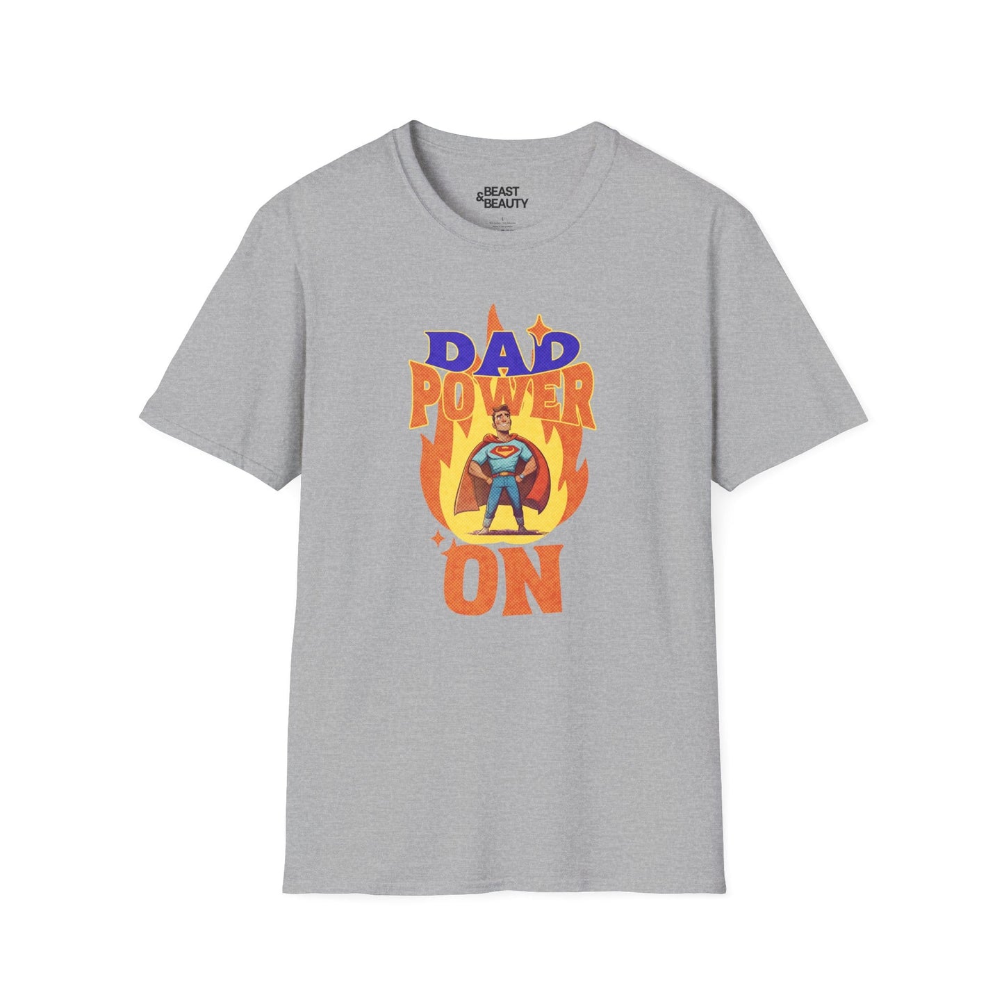 dad power on superhero t-shirt for dads sport grey t-shirt uk Father's Day gift idea