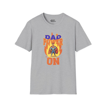 dad power on superhero t-shirt for dads sport grey t-shirt uk Father's Day gift idea