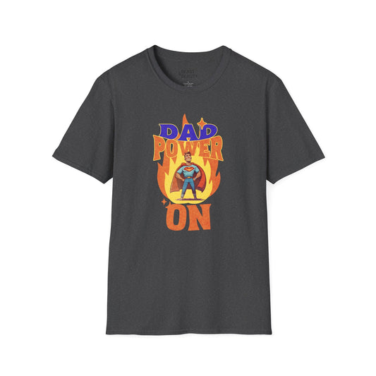 dad power on superhero t-shirt for dads dark heather t-shirt uk Father's Day gift idea