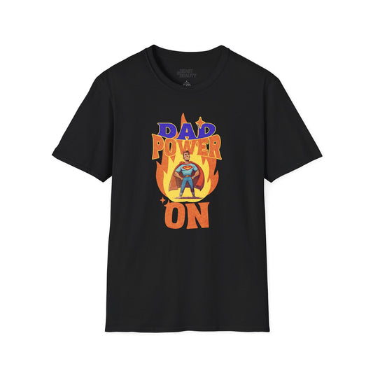 dad power on superhero t-shirt for dads black t-shirt uk Father's Day gift idea