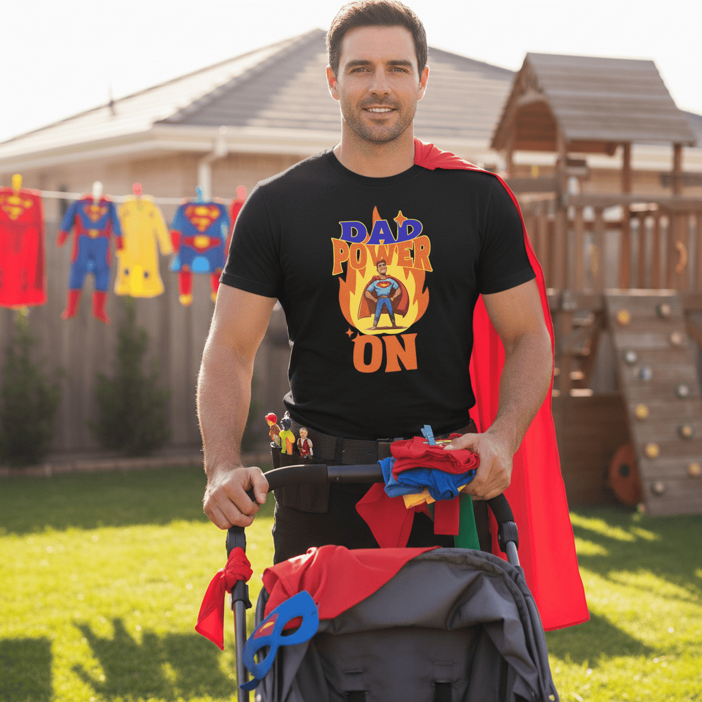 Dad Power On Superhero T-Shirt for Dads gift_idea unique_gift personalised_gift