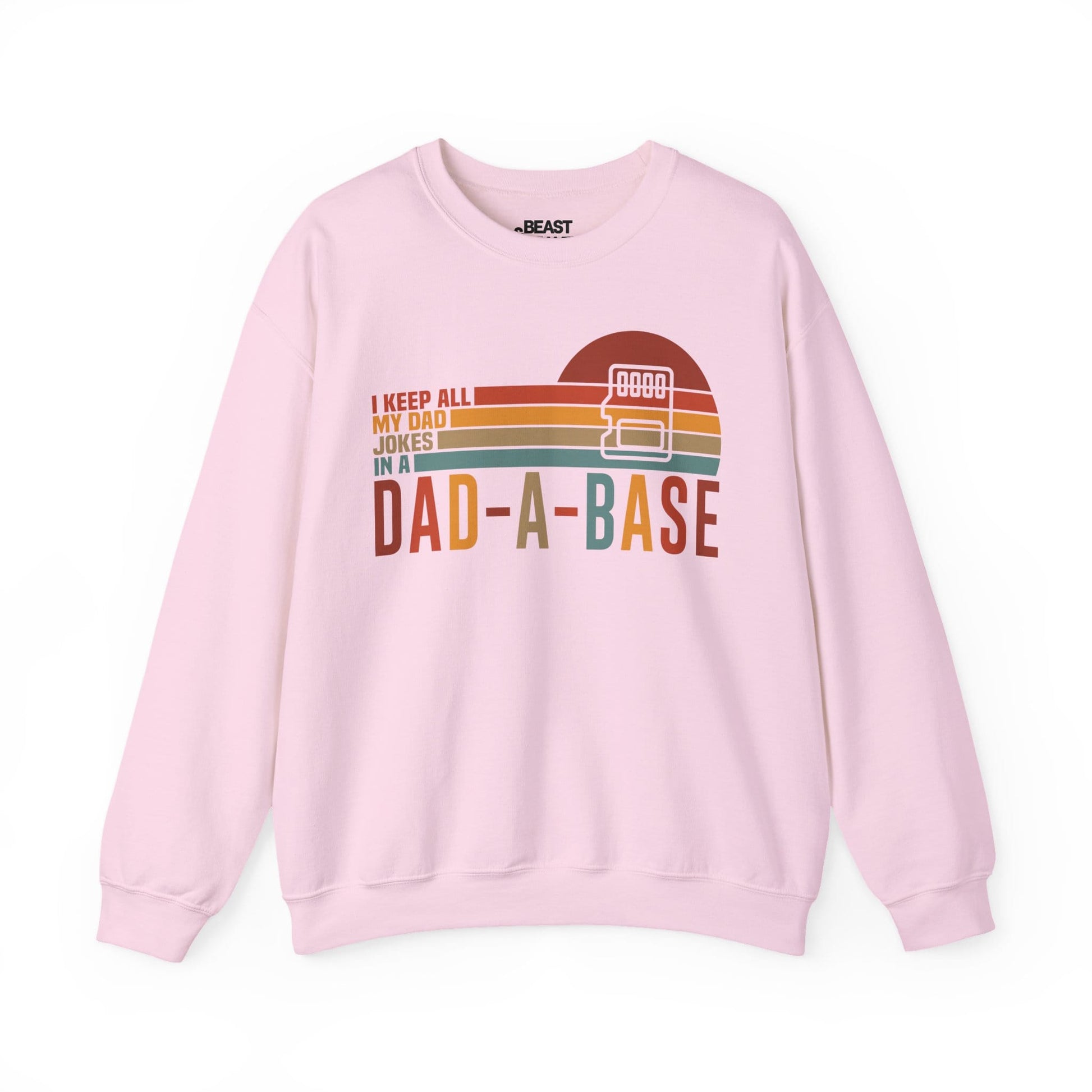 i keep all my dad jokes in a dad-a-base sweatshirt light pink sweatshirt uk Father's Day gift idea