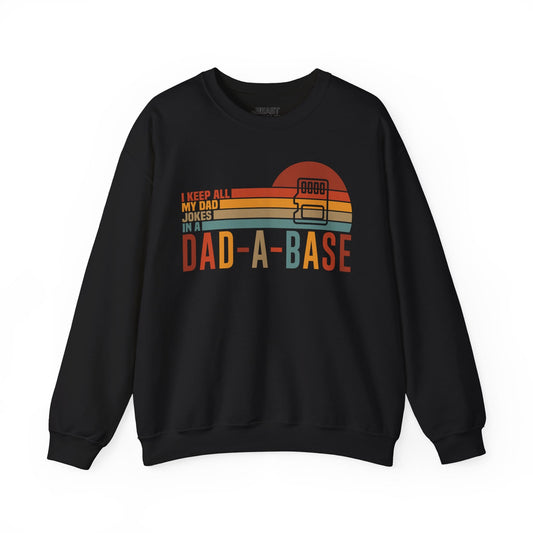 i keep all my dad jokes in a dad-a-base sweatshirt black sweatshirt uk Father's Day gift idea