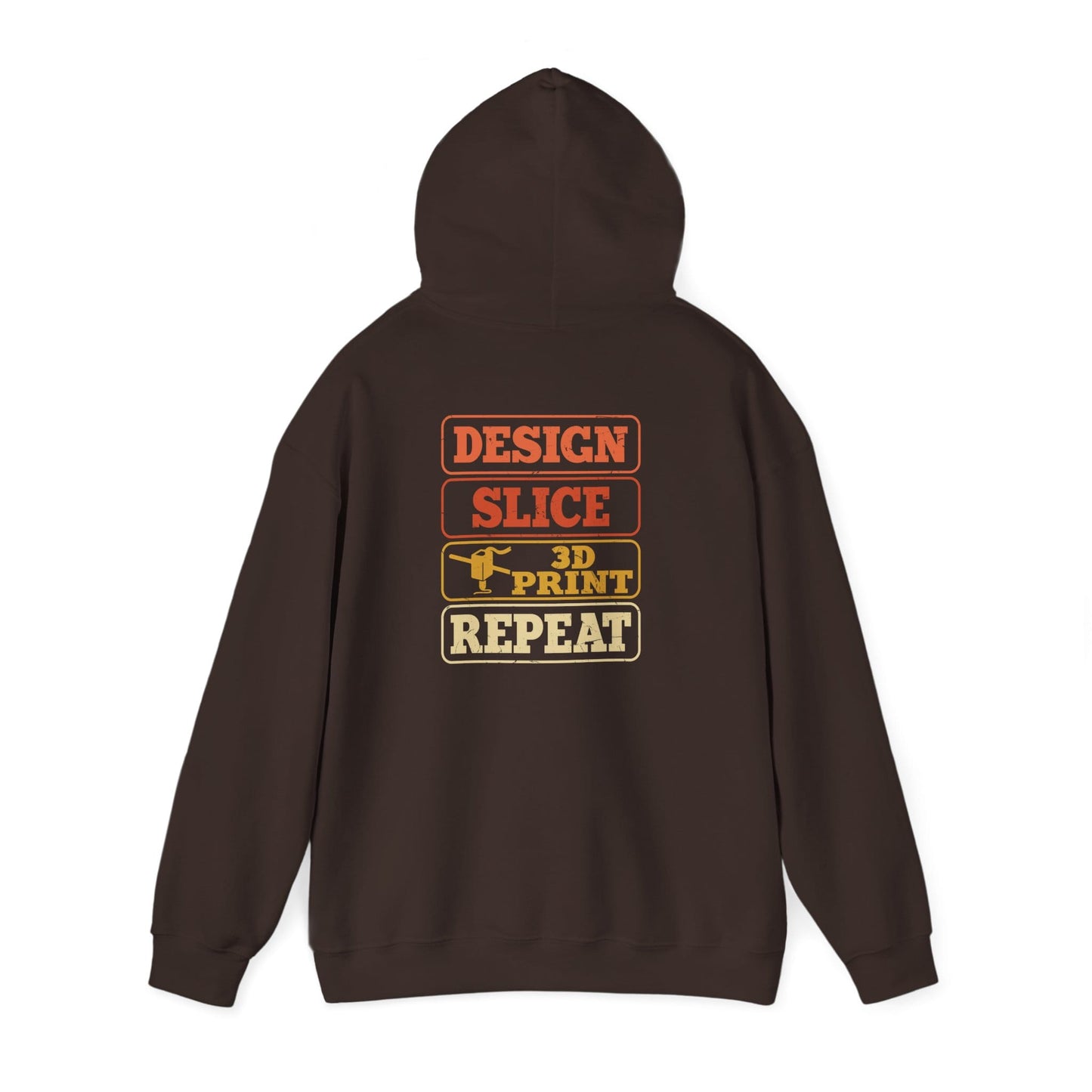 Design Slice 3D Print Repeat Stacked - 3D Printing Hoodie M / Dark Chocolate gift_idea unique_gift personalised_gift
