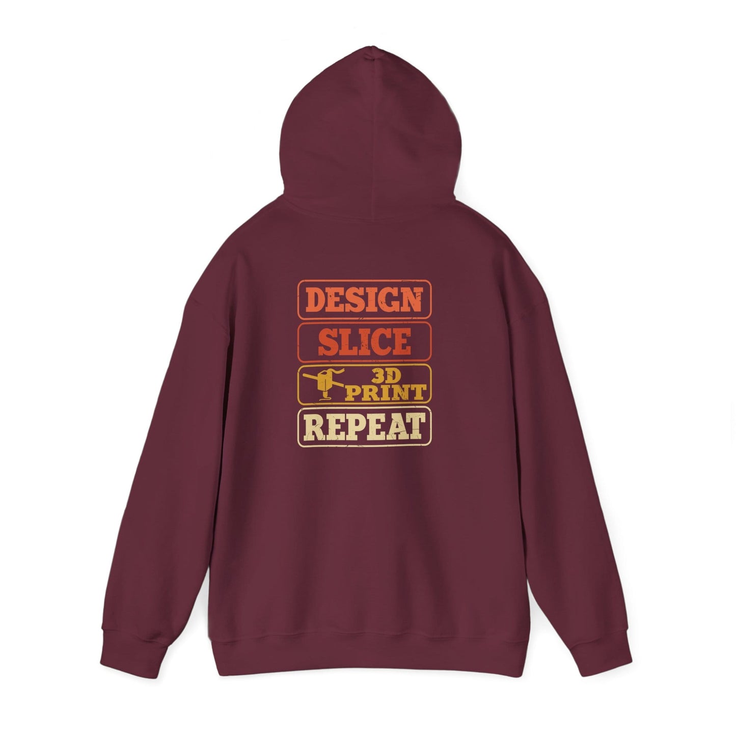 Design Slice 3D Print Repeat Stacked - 3D Printing Hoodie S / Maroon gift_idea unique_gift personalised_gift