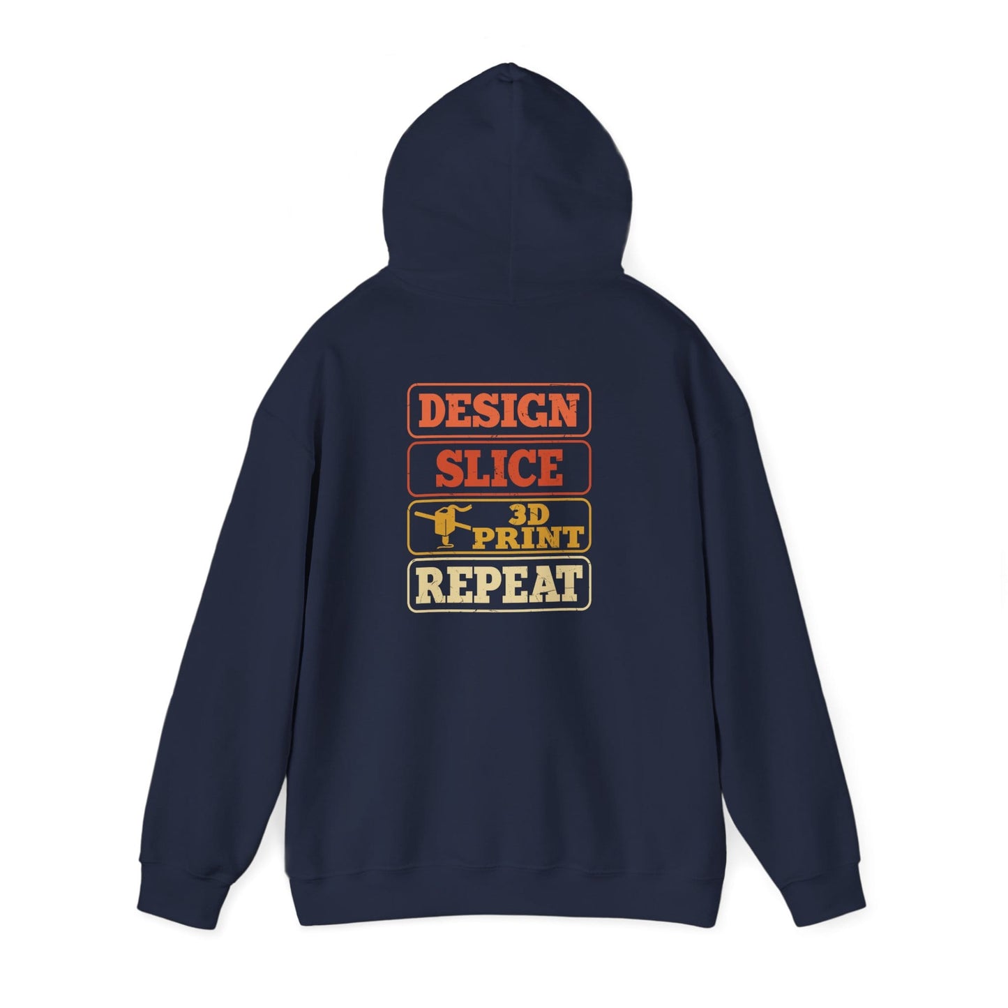 Design Slice 3D Print Repeat Stacked - 3D Printing Hoodie S / Navy gift_idea unique_gift personalised_gift