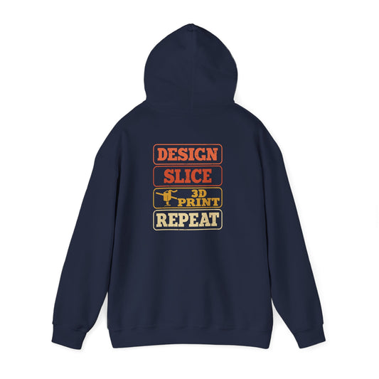 Design Slice 3D Print Repeat Stacked - 3D Printing Hoodie S / Navy gift_idea unique_gift personalised_gift