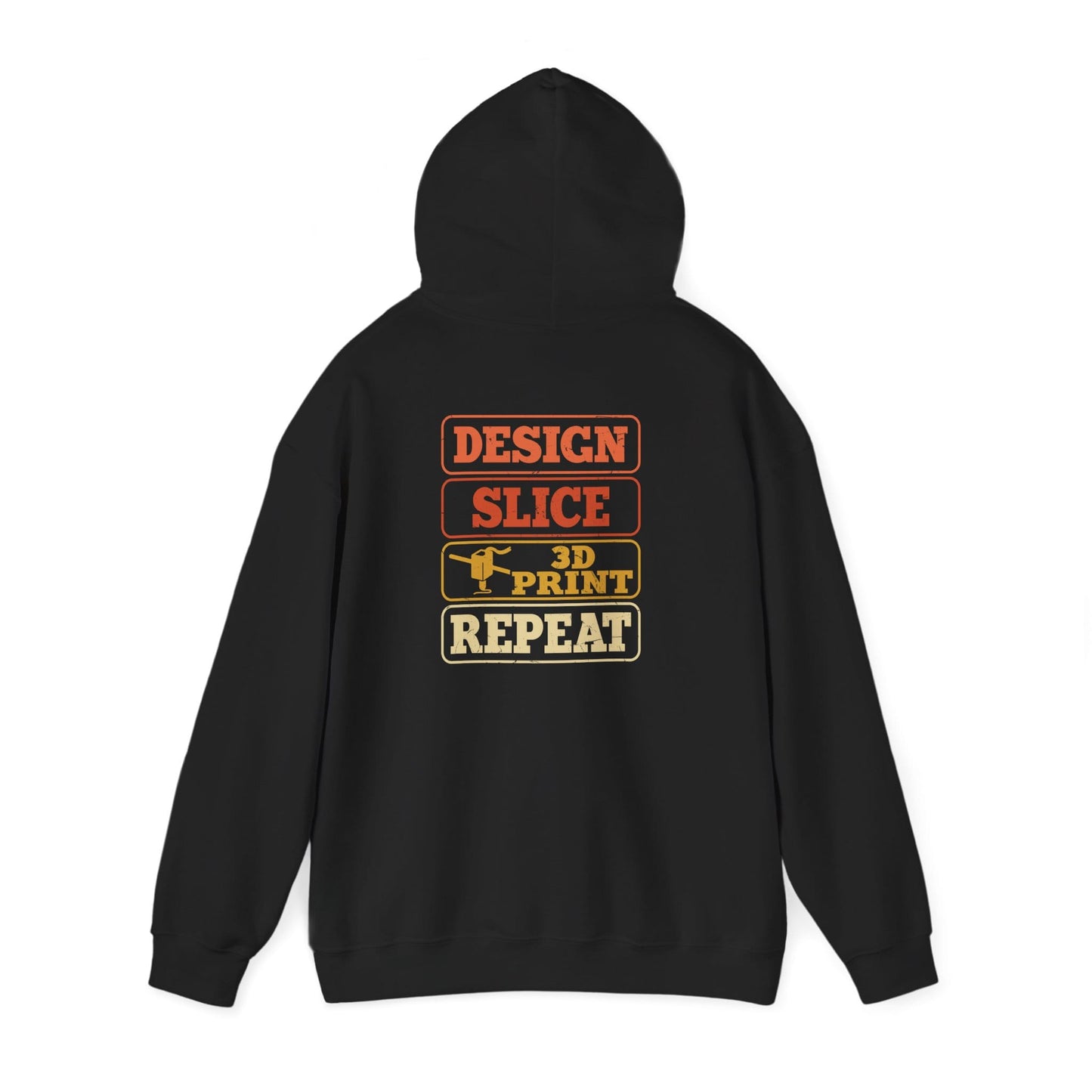 Design Slice 3D Print Repeat Stacked - 3D Printing Hoodie S / Black gift_idea unique_gift personalised_gift