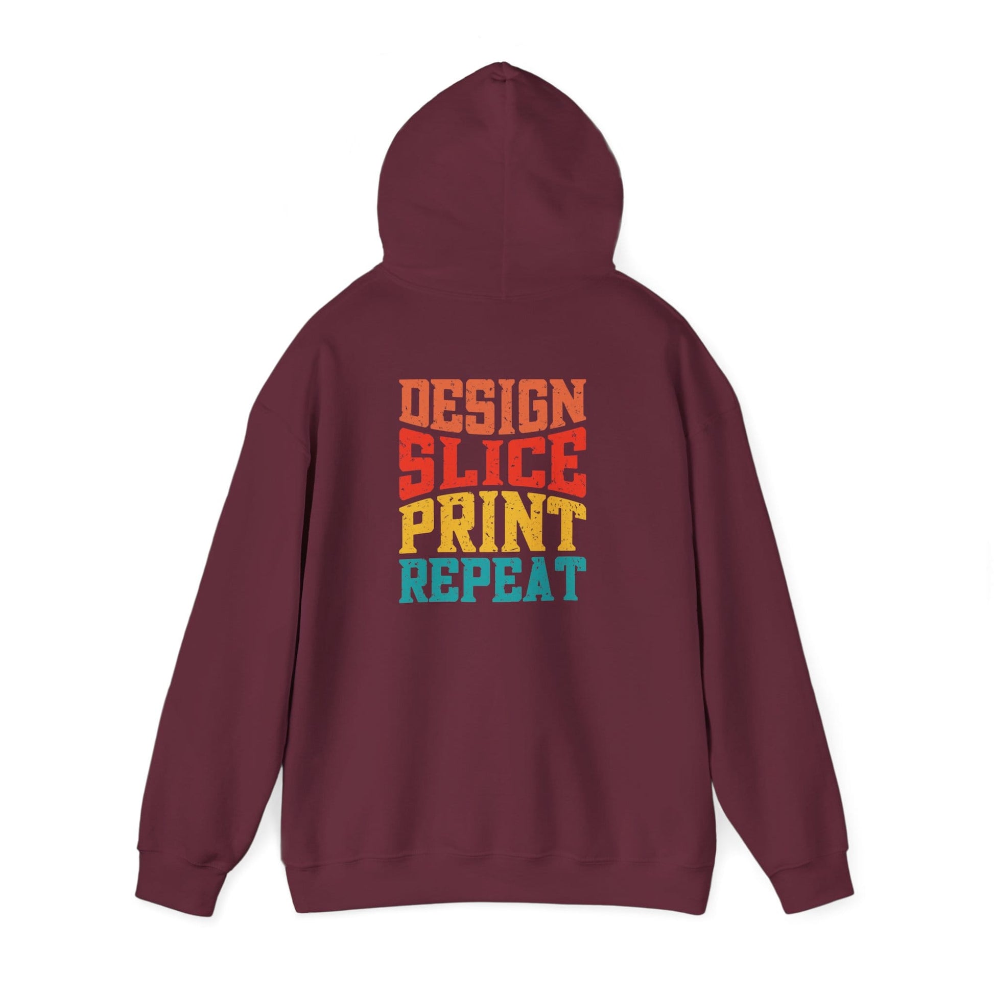 Design Slice Print Repeat - Retro 3D Printing Hoodie S / Maroon gift_idea unique_gift personalised_gift
