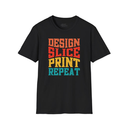 Design Slice Print Repeat - Retro 3D Printing T-Shirt Black / S gift_idea unique_gift personalised_gift