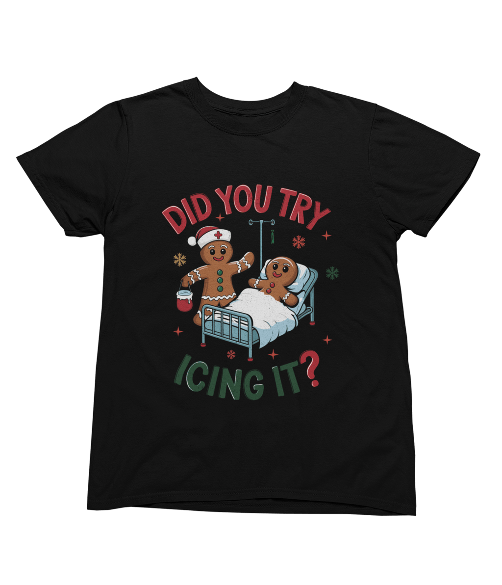 Beast and Beauty T-Shirt / 3XL (Adult) / Black Did You Try Icing It? Funny Christmas Gingerbread Sweatshirt – Unisex Jumper