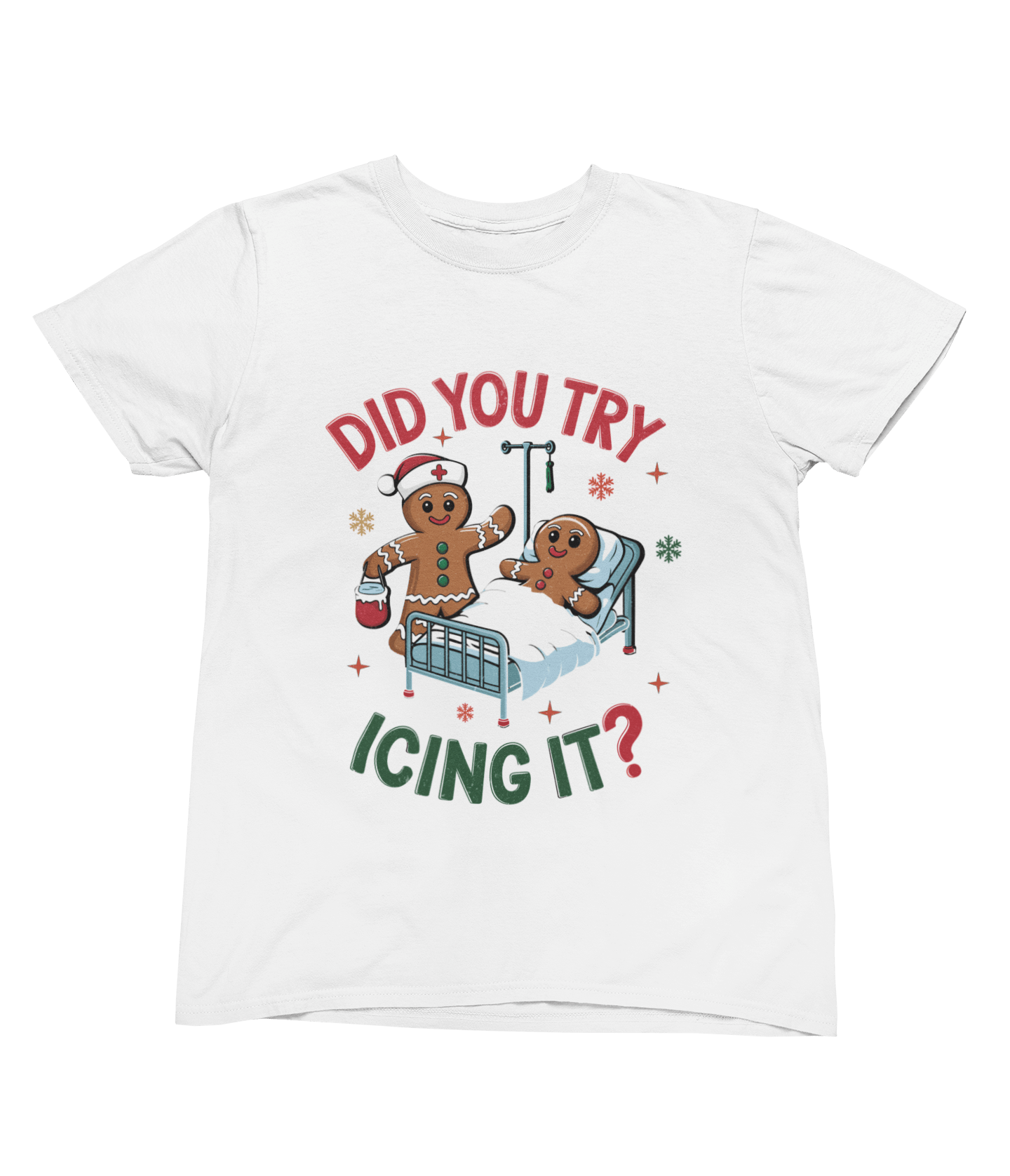 Beast and Beauty T-Shirt / 3XL (Adult) / White Did You Try Icing It? Funny Christmas Gingerbread Sweatshirt – Unisex Jumper