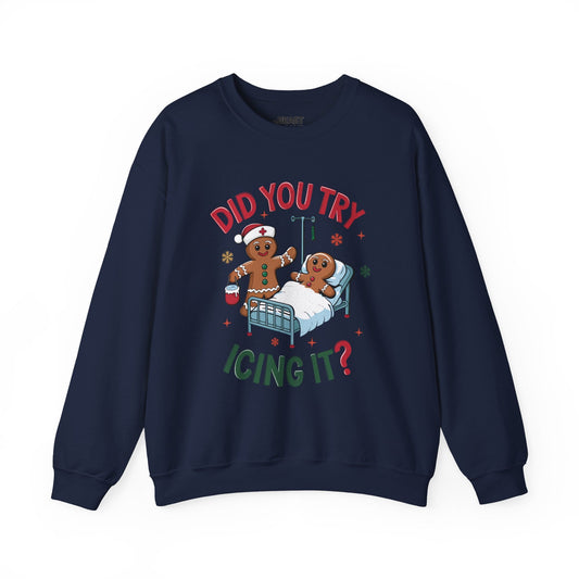 did you try icing it funny christmas sweatshirt navy sweatshirt uk Christmas gift idea