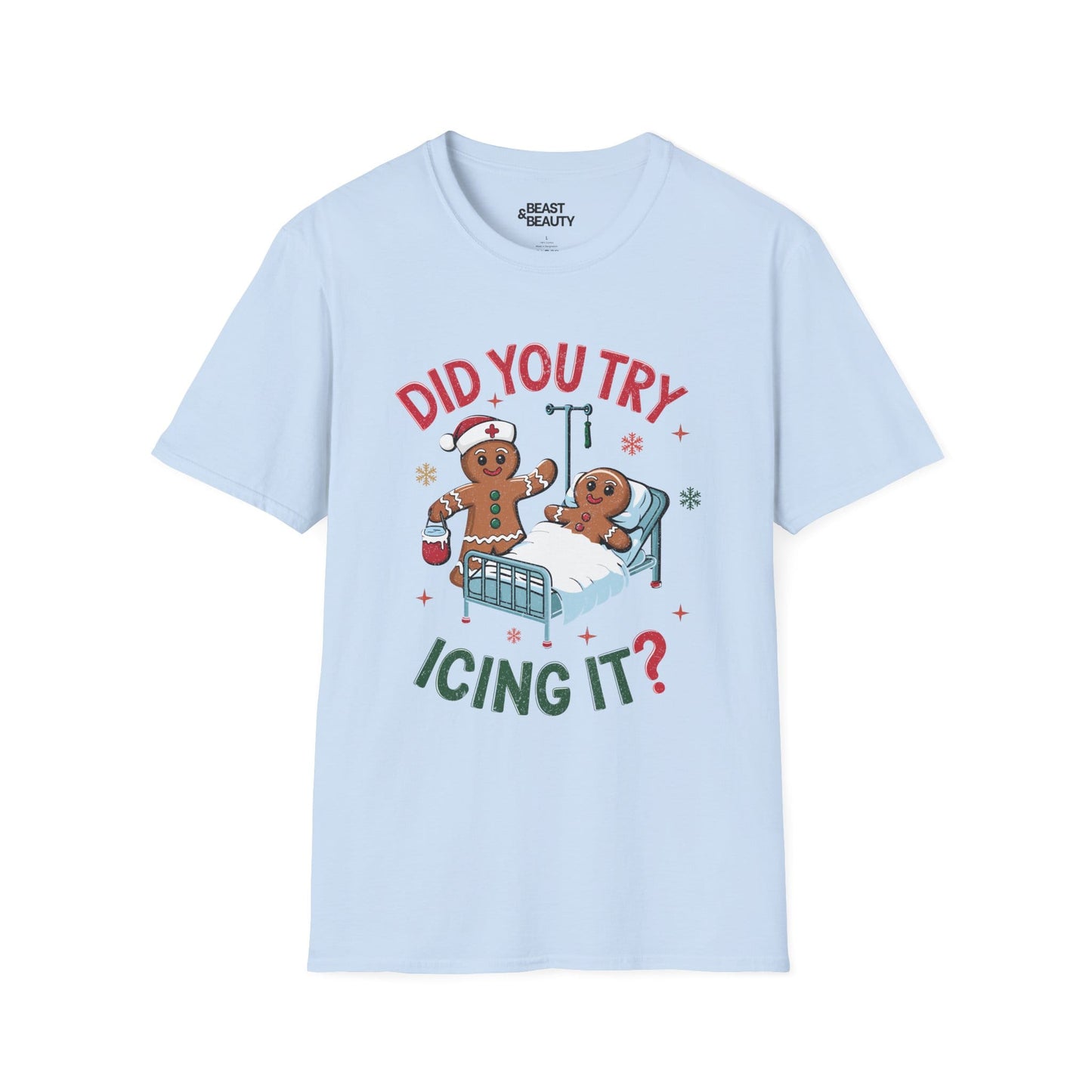 did you try icing it funny christmas t-shirt light blue t-shirt uk Christmas gift idea