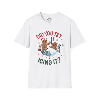 did you try icing it funny christmas t-shirt white t-shirt uk Christmas gift idea