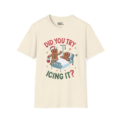 did you try icing it funny christmas t-shirt natural t-shirt uk Christmas gift idea