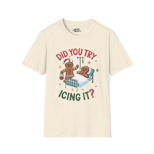did you try icing it funny christmas t-shirt natural t-shirt uk Christmas gift idea