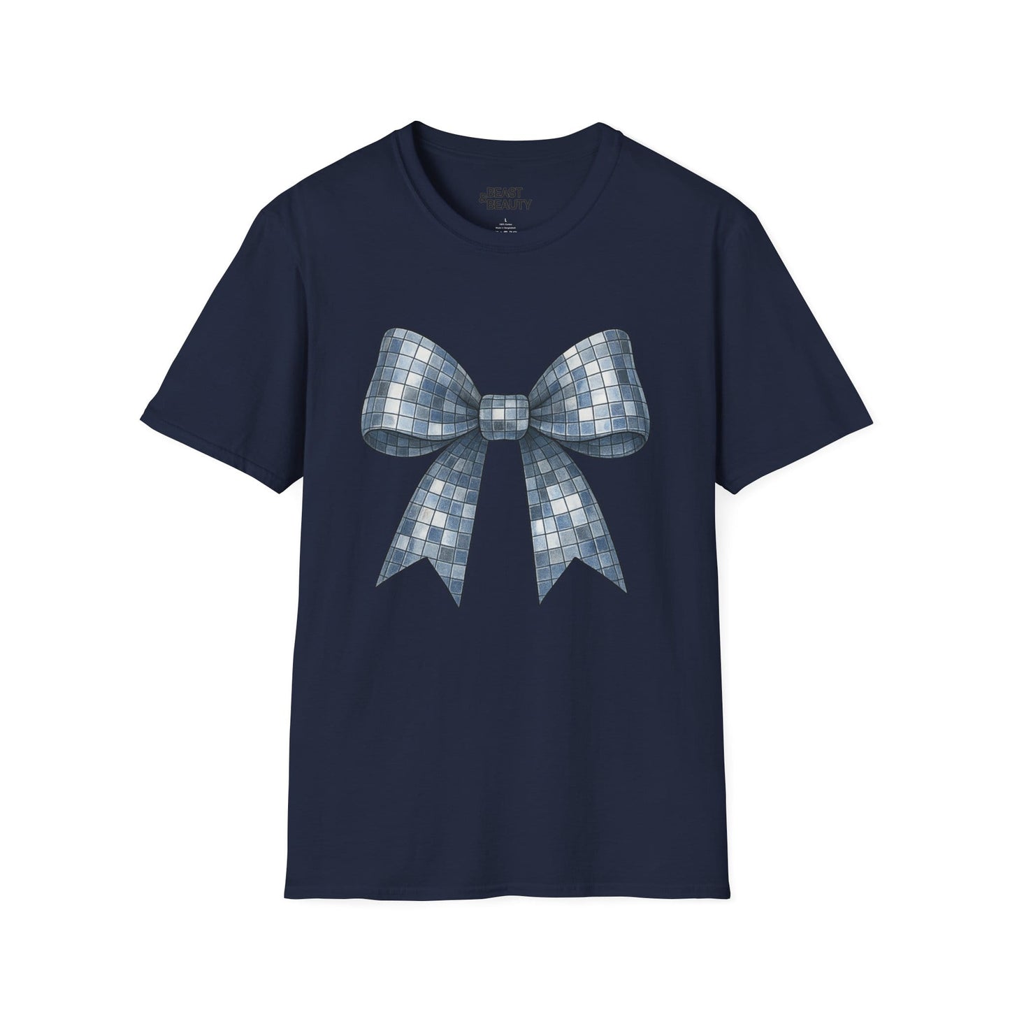 disco ball bow t-shirt navy t-shirt uk coquette gift idea