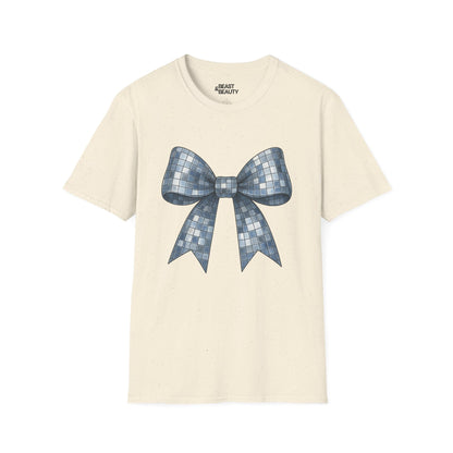 disco ball bow t-shirt natural t-shirt uk coquette gift idea