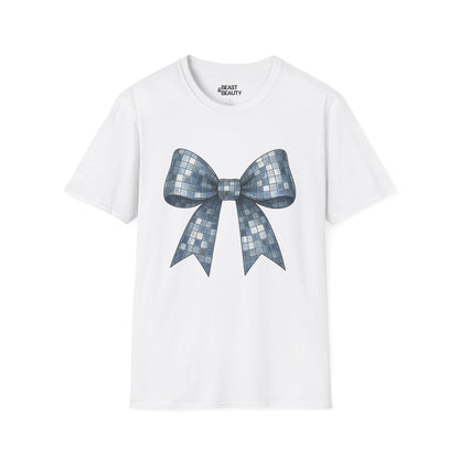 disco ball bow t-shirt white t-shirt uk coquette gift idea