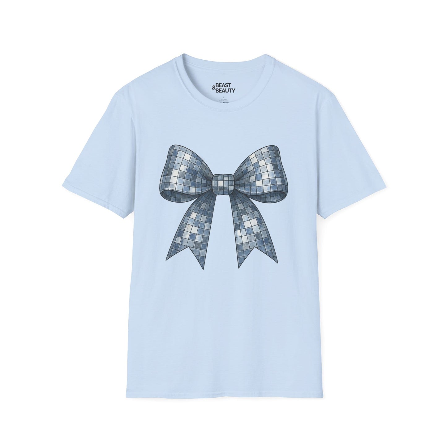 disco ball bow t-shirt light blue t-shirt uk coquette gift idea