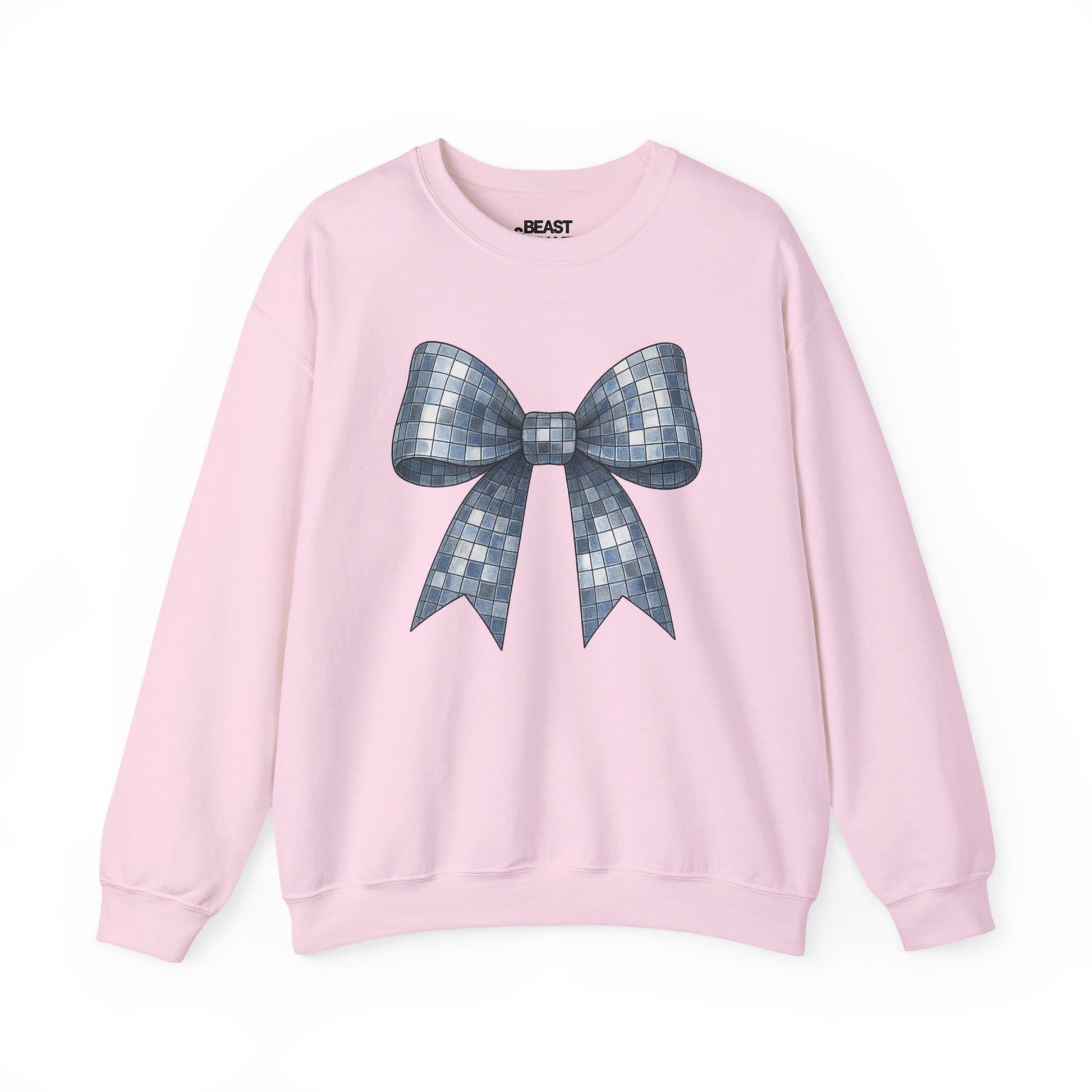 disco bow sweatshirt light pink sweatshirt uk coquette gift idea