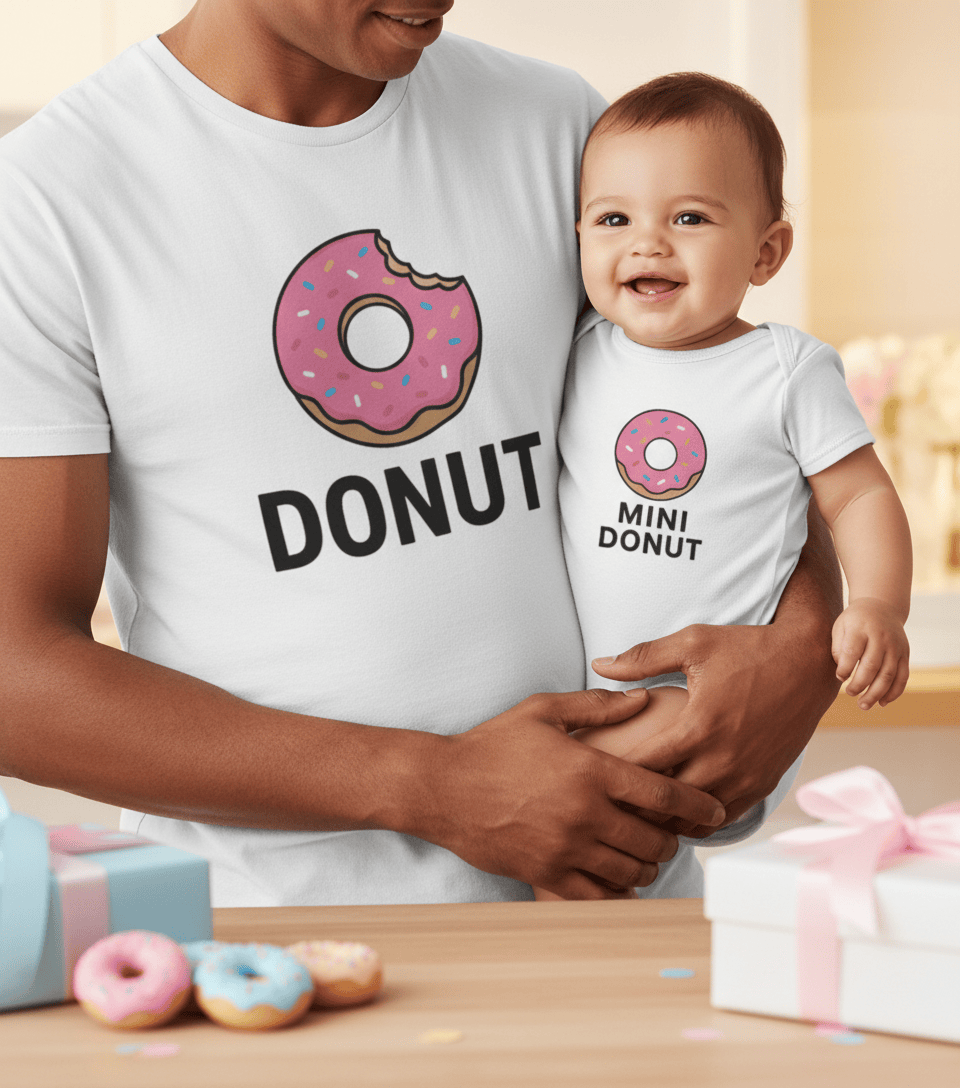 Donut & Mini Donut Matching T-Shirt Gift Set gift_idea unique_gift personalised_gift