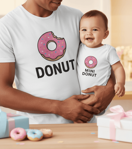 Donut & Mini Donut Matching T-Shirt Gift Set gift_idea unique_gift personalised_gift