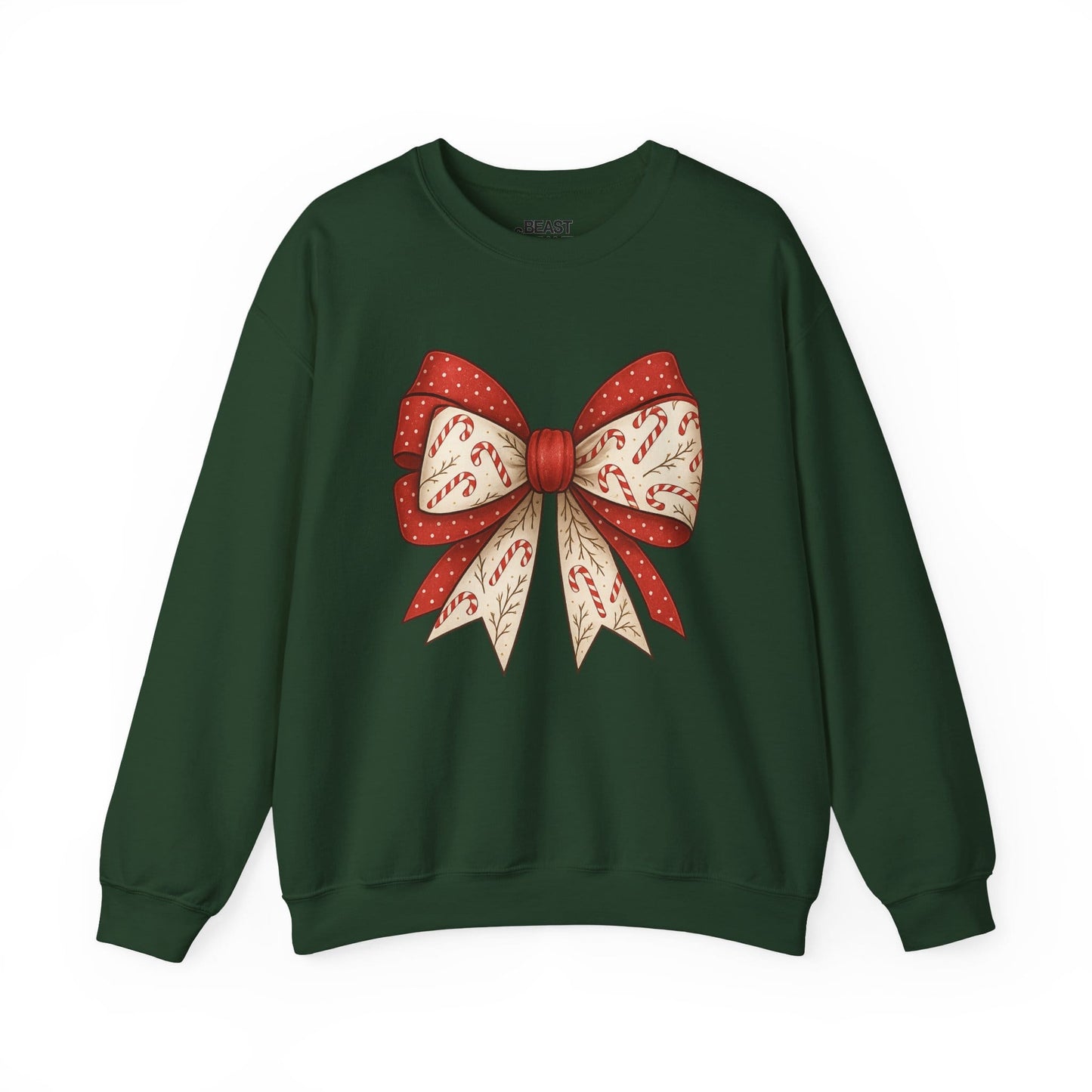 double candy cane bow sweatshirt forest green sweatshirt uk coquette gift idea