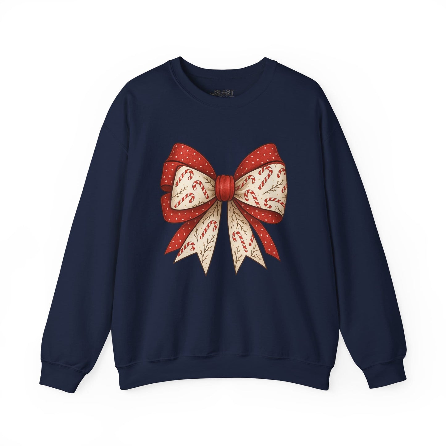 double candy cane bow sweatshirt navy sweatshirt uk coquette gift idea