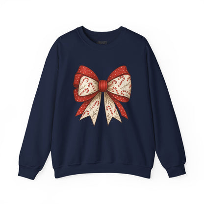 double candy cane bow sweatshirt navy sweatshirt uk coquette gift idea