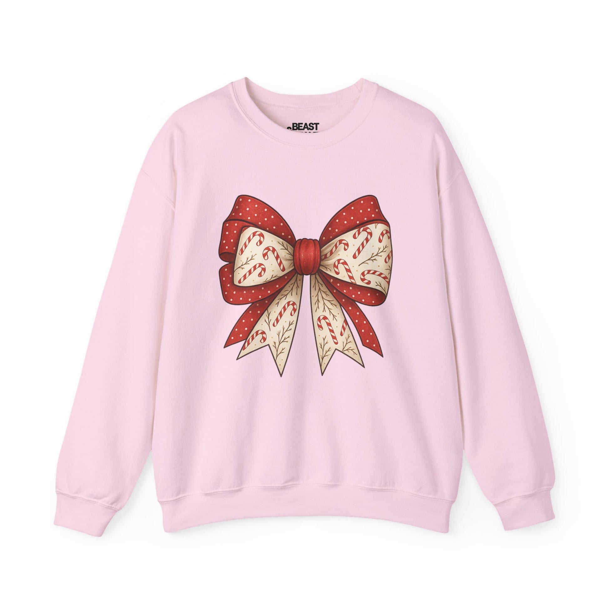 double candy cane bow sweatshirt light pink sweatshirt uk coquette gift idea