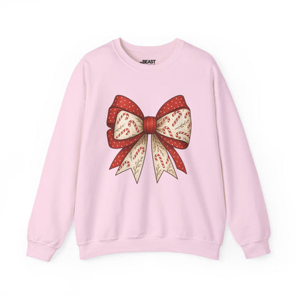 double candy cane bow sweatshirt light pink sweatshirt uk coquette gift idea