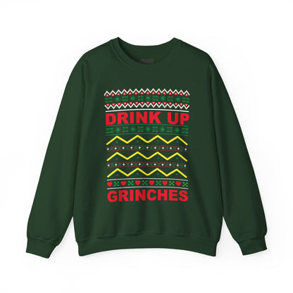 drink up grinches christmas sweatshirt forest green sweatshirt uk Christmas gift idea