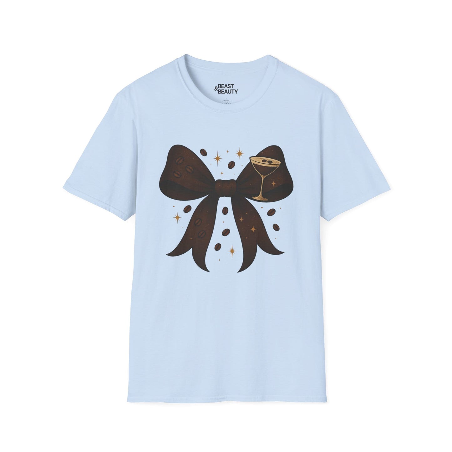 espresso martini bow t-shirt light blue t-shirt uk coquette gift idea