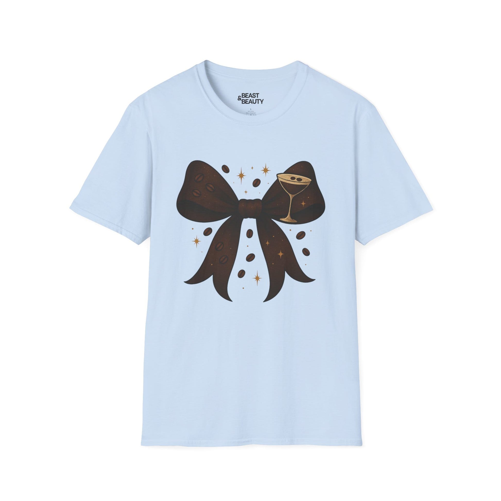 espresso martini bow t-shirt light blue t-shirt uk coquette gift idea