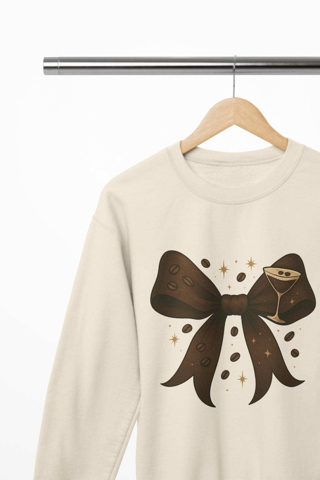Espresso Martini Coquette Bow Sweatshirt – Coffee Lover Gift Jumper UK Sweatshirt / 3XL (Adult) / Beige gift_idea unique_gift personalised_gift