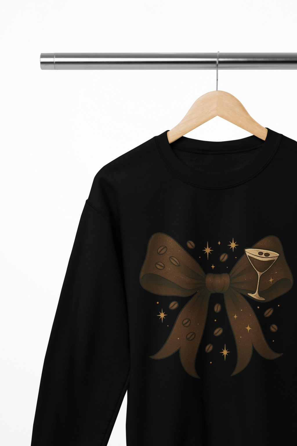 Espresso Martini Coquette Bow Sweatshirt – Coffee Lover Gift Jumper UK Sweatshirt / 3XL (Adult) / Black gift_idea unique_gift personalised_gift