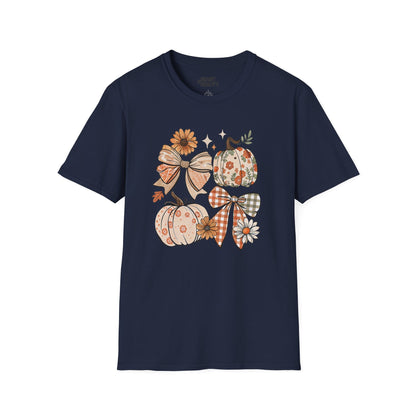 fall pumpkin bow graphic t-shirt navy t-shirt uk Halloween gift idea