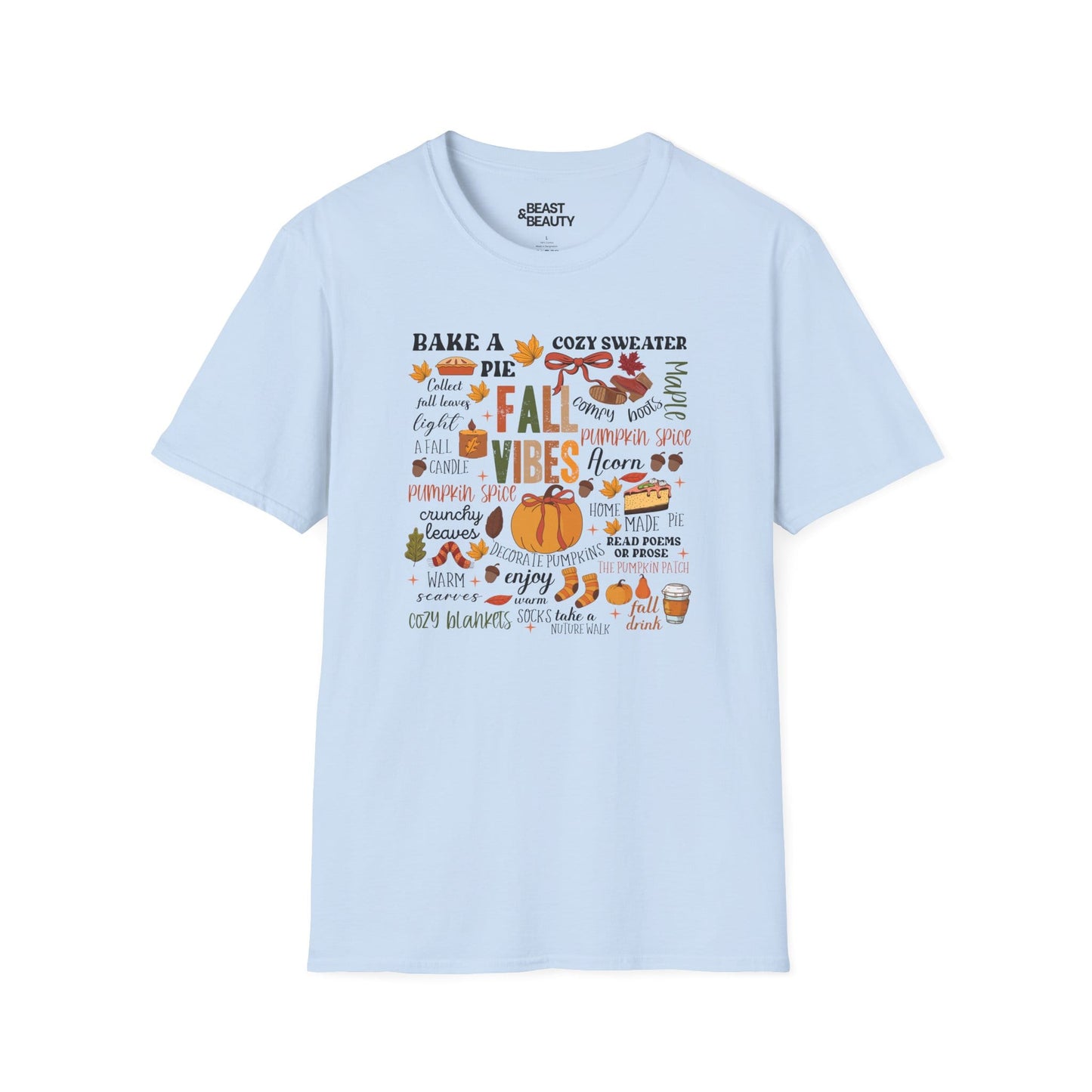fall vibes aesthetic t-shirt light blue t-shirt uk gift gift idea