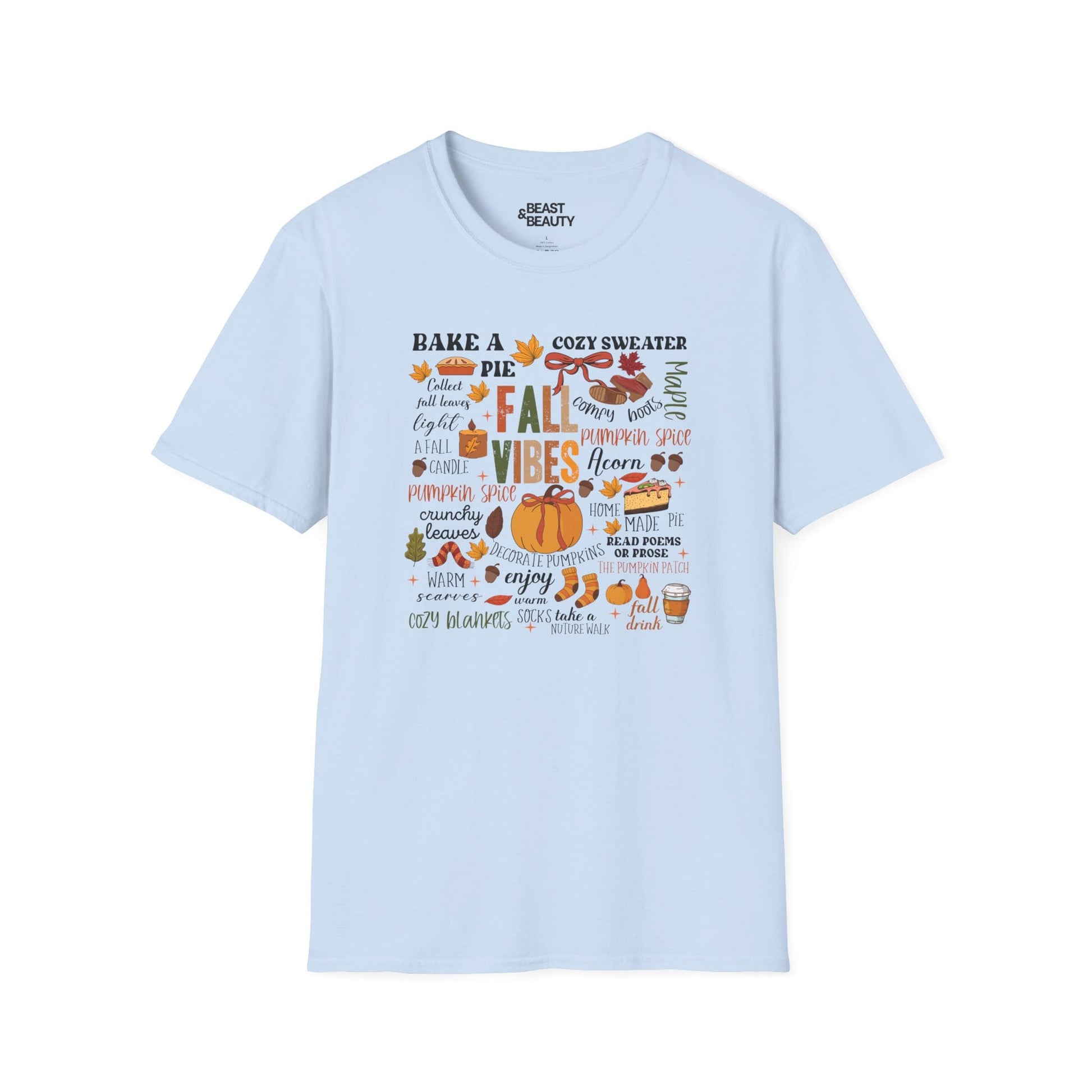 fall vibes aesthetic t-shirt light blue t-shirt uk gift gift idea