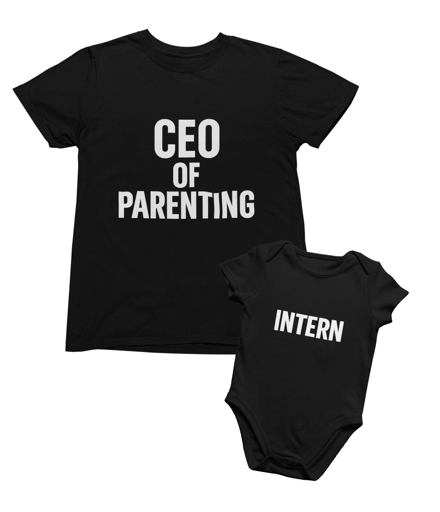 My Store Fathers Day T-Shirt CEO of Parenting & Intern Matching T-Shirt and Baby Grow Set