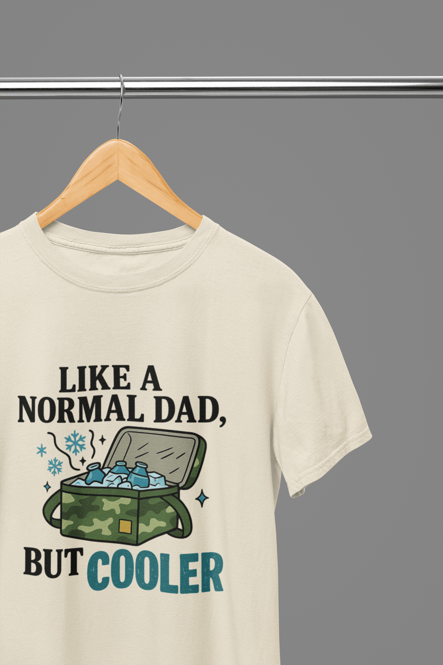My Store Fathers Day T-Shirt T-Shirt / Small / Beige Cooler Dad T-Shirt / Sweatshirt – Funny Camo Ice Chest Graphic for Father’s Day