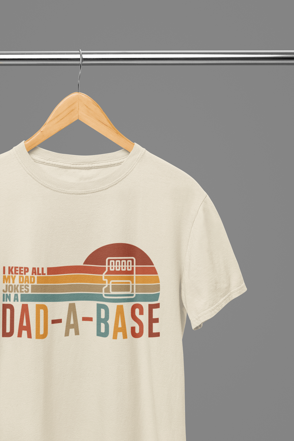 My Store Fathers Day T-Shirt T-Shirt / Small / Beige Dad-A-Base T-Shirt / Sweatshirt – Funny Retro Dad Joke Tech Shirt
