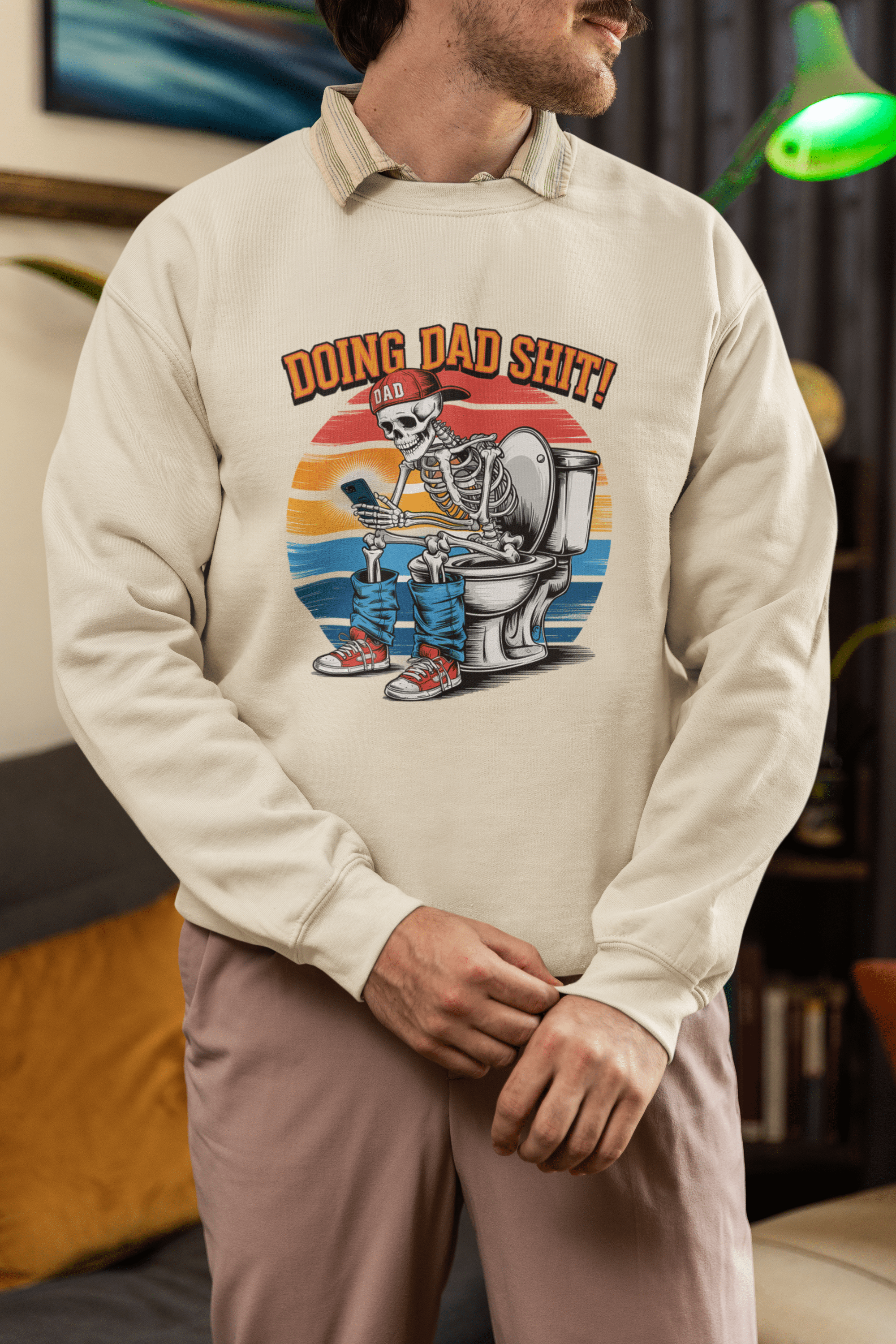 My Store Fathers Day T-Shirt Doing Dad Shit Skeleton T-Shirt / Sweatshirt – Funny Father’s Day Toilet Humour Gift