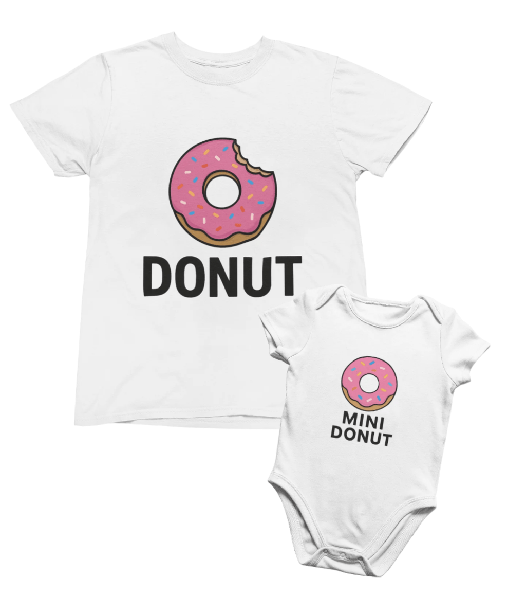 My Store Fathers Day T-Shirt Donut & Mini Donut Matching T-Shirt and Baby Grow Set